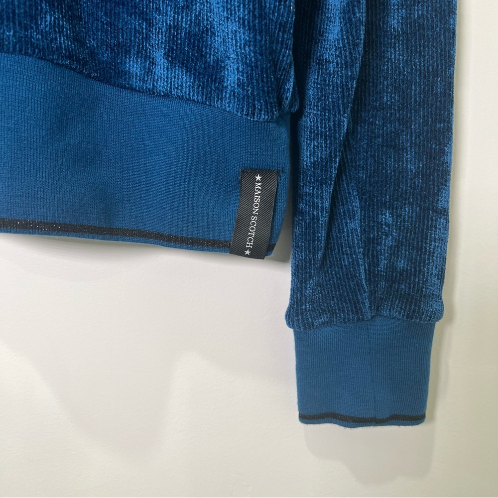 Scotch & Soda Rib Velvet Crewneck Sweater Pullover Sweatshirt Blue Women's‎ Sz L - Picture 4 of 9
